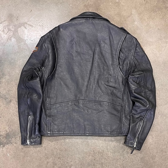 Unik Black Leather Motorcycle Jacket Asymmetrical Design - Picture 7 of 9